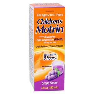 Motrin Chld 2-11 Pn Rlvr/Fvr Rdcr Oral Susp Alchl Fr 100/5mL Grp 4oz Bottle 3/Pk