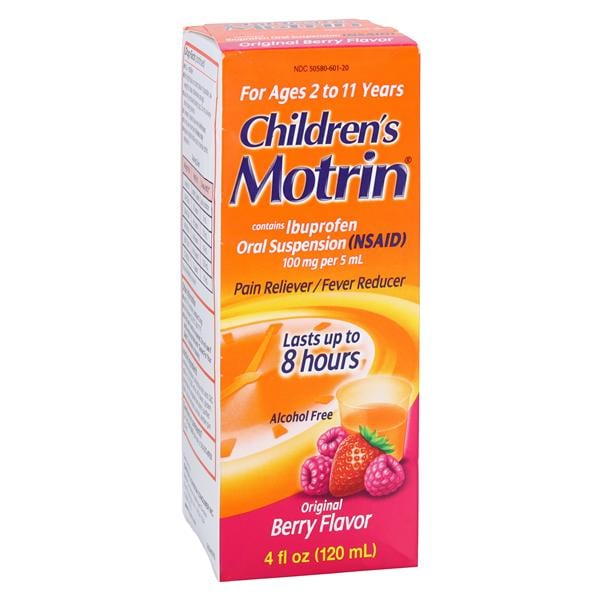 Motrin Children 2-11yr Alcohol Free 100mg/5mL Berry 4oz Bottle 3/Pk