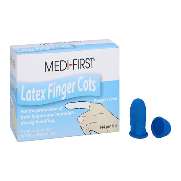 Medi-First Latex Finger Cots Large Blue 144/Bx