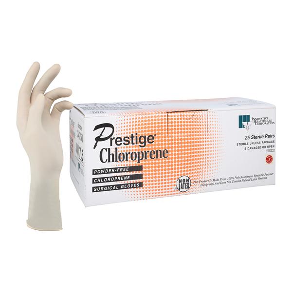 Prestige Chloroprene Surgical Gloves 7.5 White 25/Bx