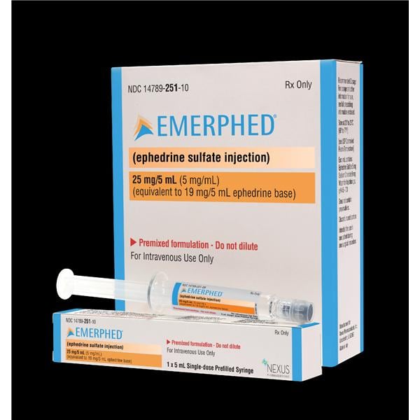 Ephedrine Sulfate Injection 5mg/mL Prefilled Syringe 5mL 10/Package