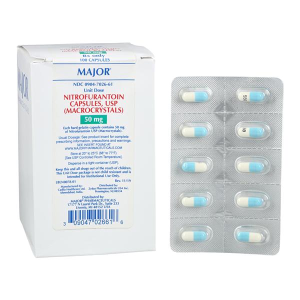 Nitrofurantoin Macrocrystals Capsules 50mg Unit Dose Box 100/Package Each