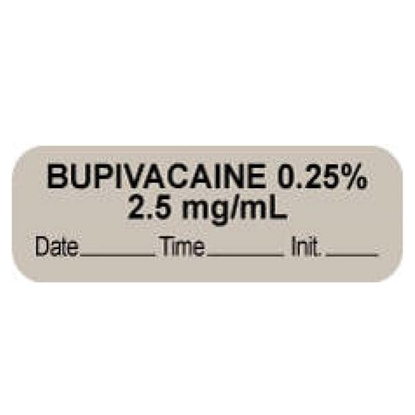 Anes Label DTI Bupivacaine .25% 2.5 Mg/ml 1RL/Bx Gry Ppr Dsp 1.5x.5 1000/Rl