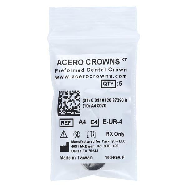 ACERO Crowns Size 4 2nd Primary Upper Right Molar 5/Pk 5/Pk