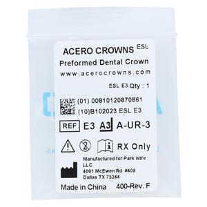ACERO Crowns Size 3 Primary Upper Right Central 1/Bag Ea
