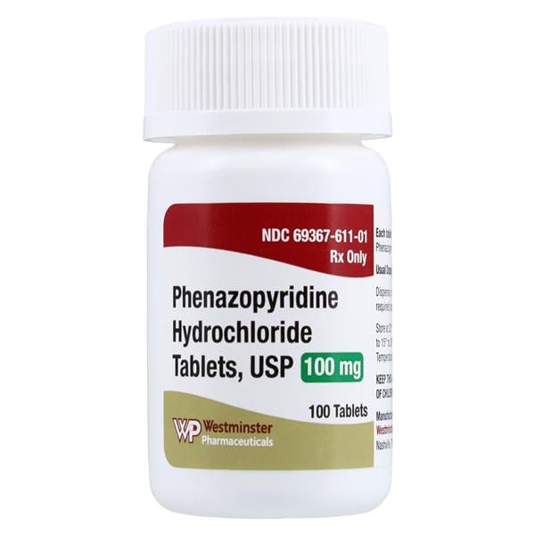 Phenazopyridine Tablets 100mg Bottle 100/Bottle Each