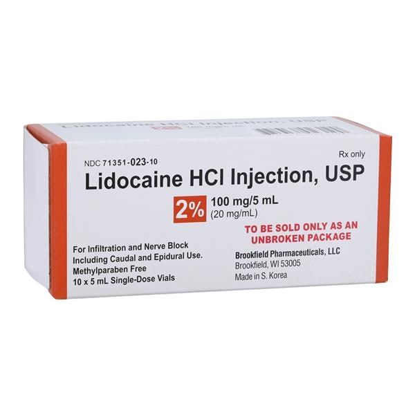 Lidocaine HCl Injection 2% SDV 5mL 10/Package