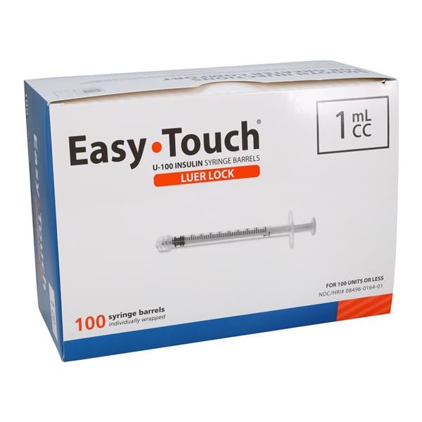 EasyTouch Luer Lock Syringe 1cc Clear Low Dead Space 100/Bx