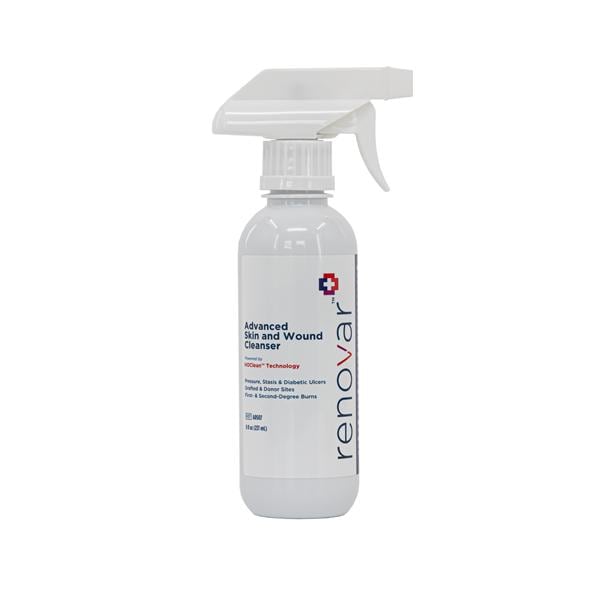 Renovar Wound Cleanser 8oz HOCI/NaCI Non-Sterile Clr LF Btl Disposable 12/Ca