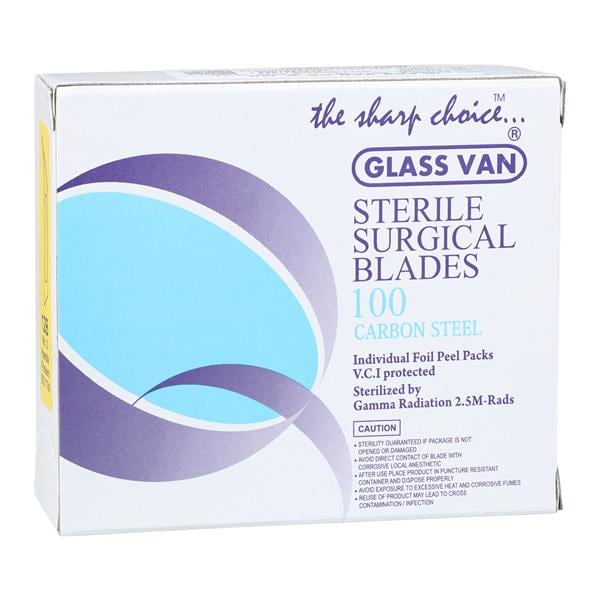 Glassvan Carbon Steel Sterile Surgical Blade #12B Disposable 100/Bx