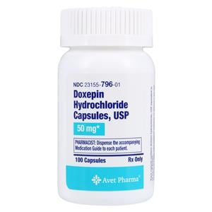 Doxepin HCl Capsules 50mg Bottle 100/Bottle Each