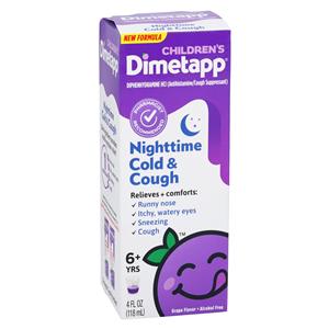 Dimetapp Chldrn 6+ Cgh/Cld Oral Liquid Alcohol Free 2mg/10mg Grape Bottle 4oz/Bt