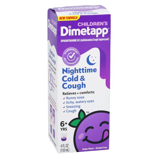 Dimetapp Chldrn 6+ Cgh/Cld Oral Liquid Alcohol Free 2mg/10mg Grape Bottle 4oz/Bt