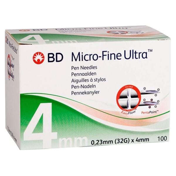 BD Nano 2nd Gen Insulin Pen Needle 32gx4mm Clear Conventional 1200/Ca