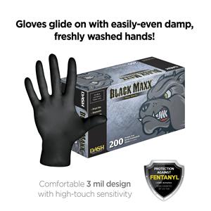 Black Maxx Thin Nitrile Exam Gloves X-Large Black Non-Sterile 200/Bx