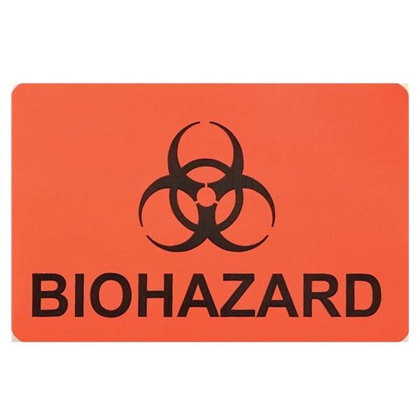 Warning Label Biohazard Label Orange/ Black 2.75x1.75" 1000/Pk