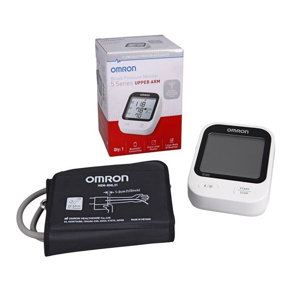 Omron Blood Pressure Monitor Black/White Latex Free Upper Arm Digital Ea