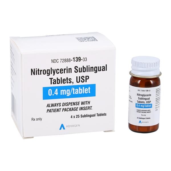 Nitroglycerin Sublingual 0.4mg 100/Package