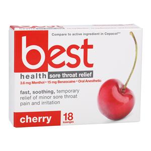 BestHealth Cough Drops Cherry Blister Pack 18/Bx
