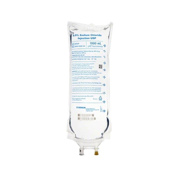 IV Solution 0.9% Sodium Chloride 1000mL Bag Ea