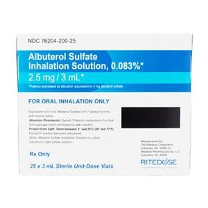 Albuterol Sulfate Inhalation Solution 0.083% Vial 3mL 25/Package