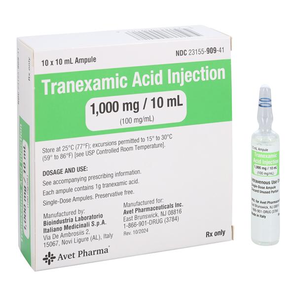 Tranexamic Acid Injection 100mg/mL Ampule 10mL 10/Package