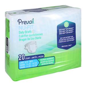 Prevail NU-FIT Incontinence Brief Unisex 45-58" Maximum 80/Ca