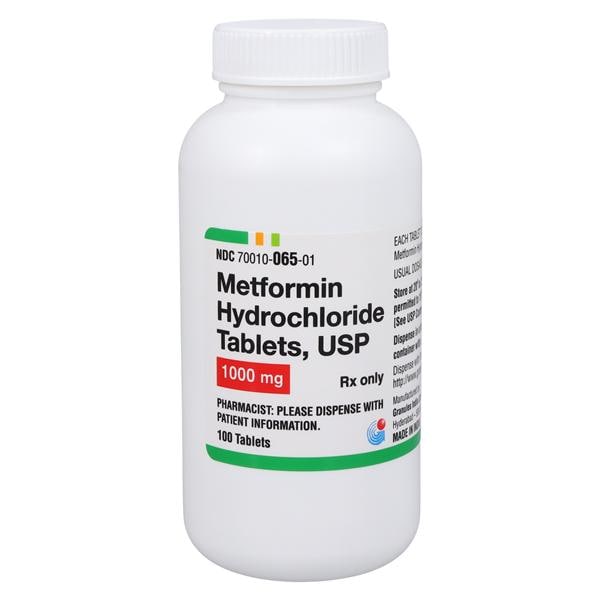 Metformin HCl Tablets 1000mg Bottle 100/Bottle Each