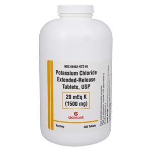 Potassium Chloride ER Tablets 20mEq Bottle 500/Bottle Each