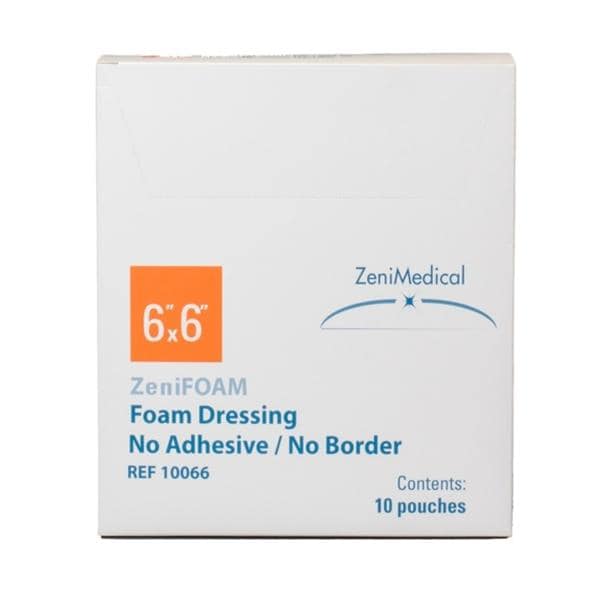 ZeniFOAM Polyurethane Foam Non-Border Dressing 6x6" Sterile Sq NAdh NAdh Tn Abs