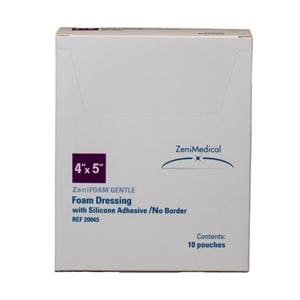 ZeniFOAM Gentle PU Fm Non-Border Dressing 4x5 Strl Rect NAdh Slcn Adh Tn Abs