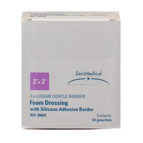 ZeniFOAM GENTLE BORDER PU Fm Border Dressing 2x2 Strl Sq NAdh Slcn Adh Tn Abs