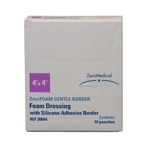 ZeniFOAM GENTLE BORDER PU Fm Border Dressing 4x4 Strl Sq NAdh Slcn Adh Tn Abs