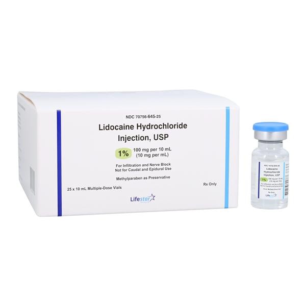 Lidocaine HCl Injection 1% MDV 10mL 25/Package
