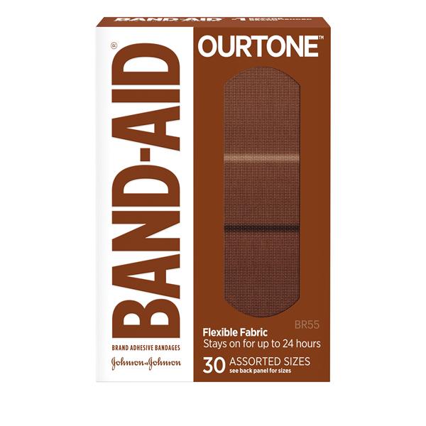 Band-Aid Ourtone Adhesive Bandage Fabric Assorted BR55 Sterile 30/Bx