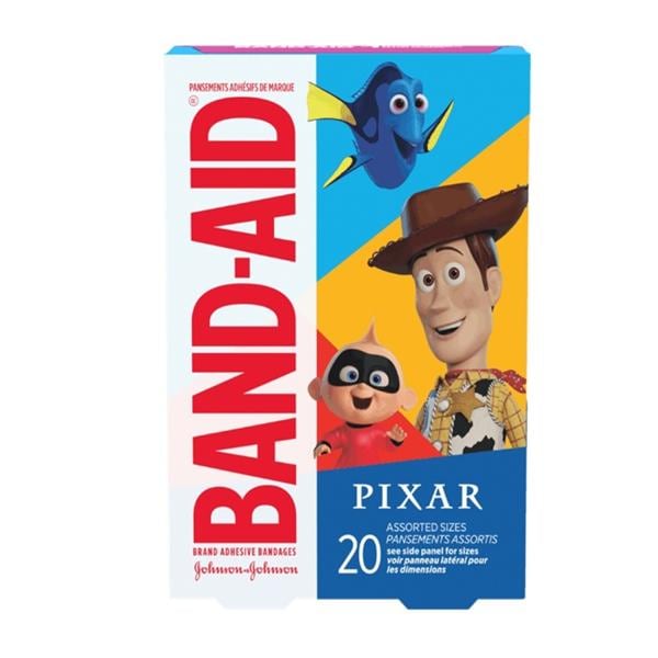 Band-Aid Adhesive Bandage Plastic Assorted Disney/Pixar Sterile 20/Bx