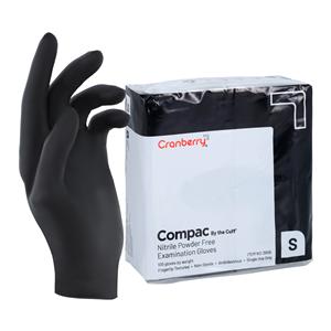 Compac By the Cuff Nitrile Exam Gloves Small Black Non-Sterile 100/Bg