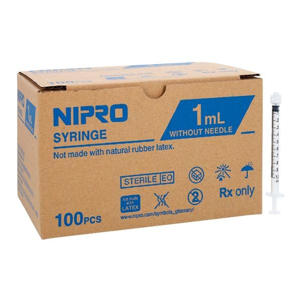 Hypodermic Syringe 1cc Luer Lock Low Dead Space 100/Bx