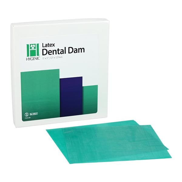 Latex Dental Dam 5 in x 5 in Medium Gauge Green 52/Bx