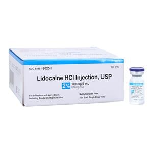 Lidocaine HCl Injection 2% Preservative Free SDV 25/Package