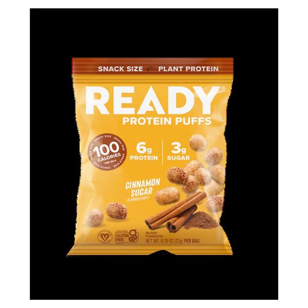 Ready Protein Puffs Food/ Drink Puff 100 Calories Cinnamon Sugar Bag 8/Pk