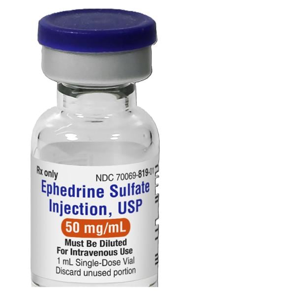 Ephedrine Sulfate Injection 50mg/mL SDV 1mL 10/Package