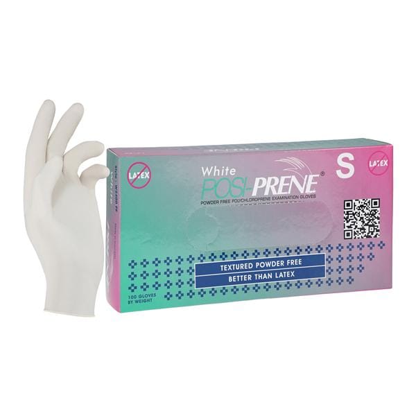 Posi-Prene Chloroprene Exam Gloves Small White Non-Sterile, 12 BX/CA