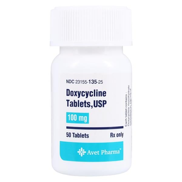 Doxycycline Monohydrate Tablets 100mg Bottle 50/Bottle Each