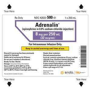 Adrenalin Injection 8mg Bag 250mL 10/Package