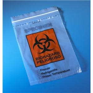 Biohazard Specimen Bag Zipper 100/Pk