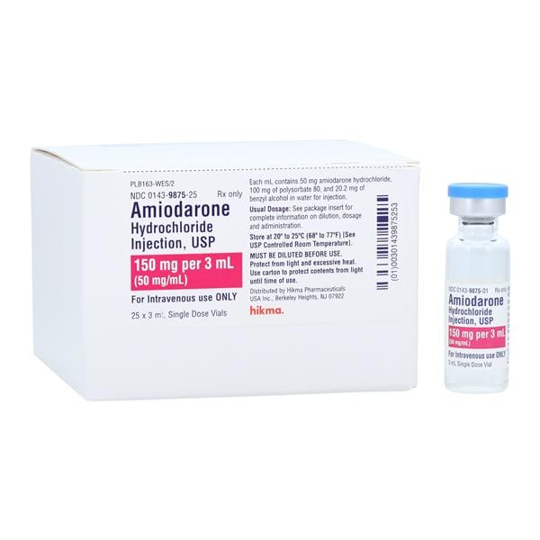 Amiodarone HCl Injection 50mg/mL SDV 3mL 25/Package