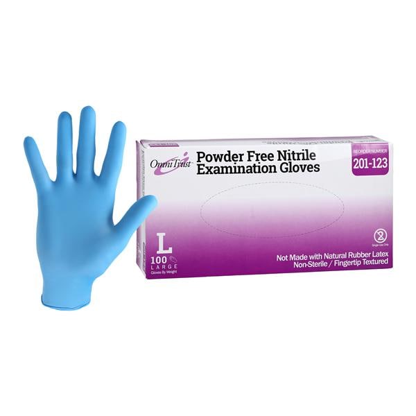 OmniTrust Nitrile Exam Gloves Large Blue Non-Sterile 100/Bx
