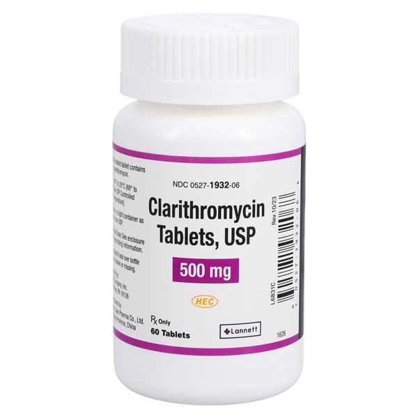 Clarithromycin Tablets 500mg Bottle 60/Bottle Each