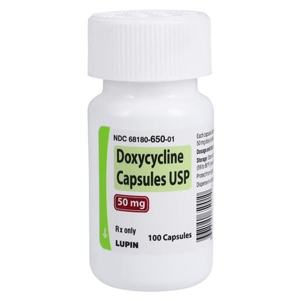 Doxycycline Monohydrate Capsules 50mg Bottle 100/Bottle Each